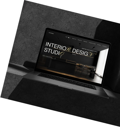 An aesthetically pleasing interior design website featuring vibrant images of contemporary living spaces and design inspirations.