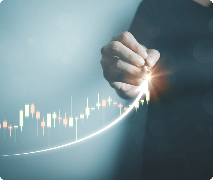 A visual representation of a stock market graph, showcasing various trends and movements in financial data.